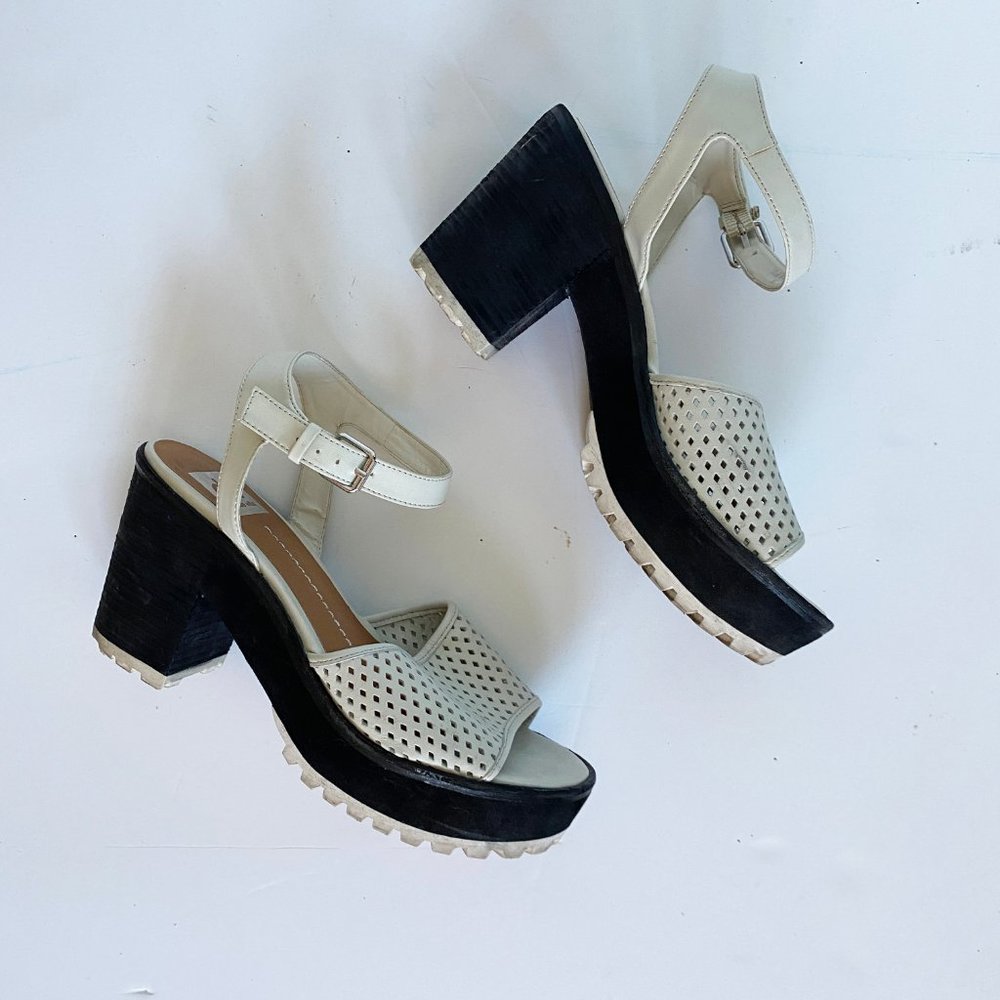 Dolce Vita black white perforated platform heels